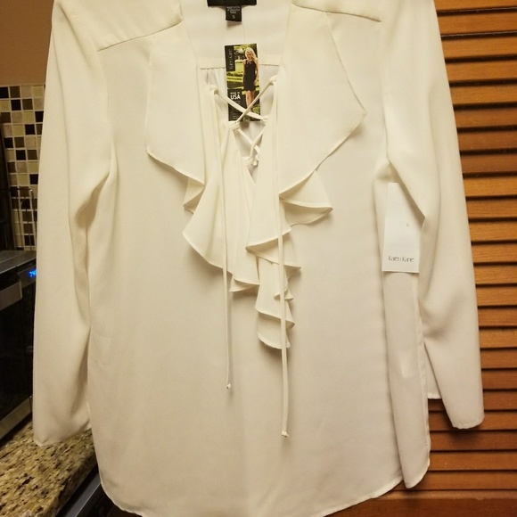Karen Kane white blouse size small - Picture 2 of 6